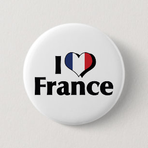 Ich liebe Frankreich Flagge Button