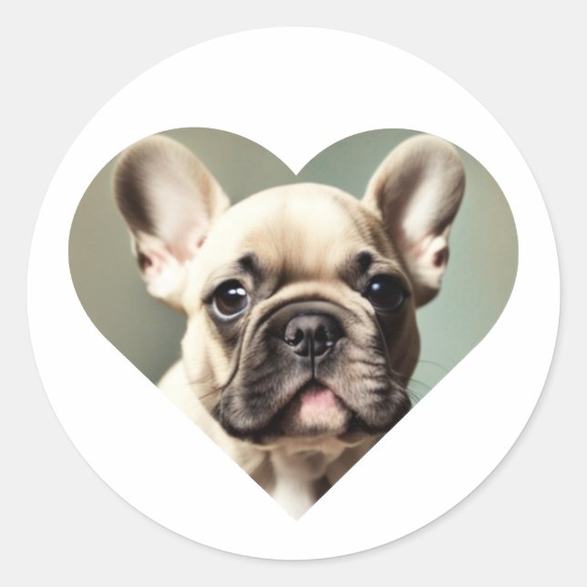 ICH LIEBE FRANZÖSISCH BULLDOGS! EIN FRANZÖSISCHER  RUNDER AUFKLEBER (Vorderseite)