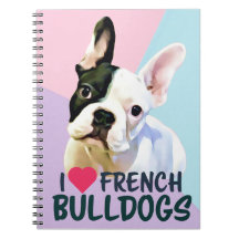 Ich Liebe Französisch Bulldogs Pink, Lilac. Blue N