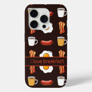 Ich liebe Frühstück, Essensmuster in Schwarz Case-Mate iPhone Hülle