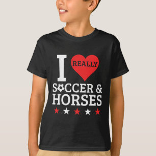 Ich liebe Fußball und Pferde Lustiger Fußpferd Pfe T-Shirt