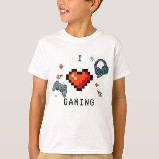 Ich liebe Gaming Pixel Herz Kids Gamer T-Shirt