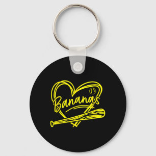 Ich liebe gelben Bananen-Baseball für den Sommer Schlüsselanhänger