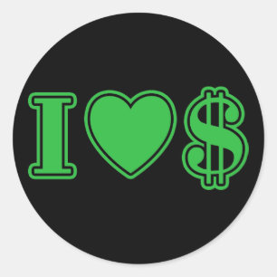 Ich Liebe Geld Runder Aufkleber