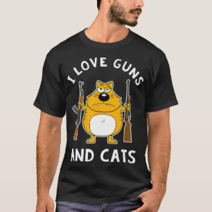 Ich Liebe Gewehre und Katzen mit AK47 und Shotgun T-Shirt