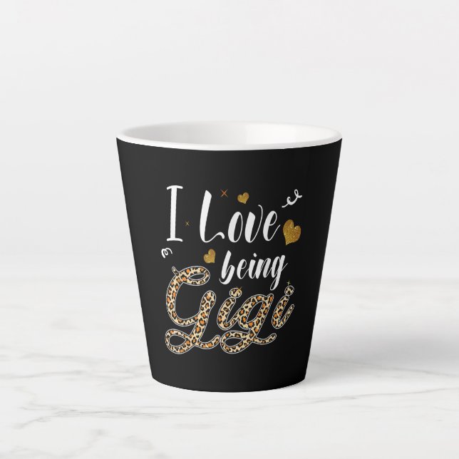 Ich Liebe, Gigi Leopard Karierten Mors Day Milchtasse (Vorderseite)