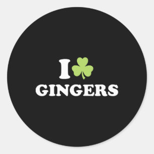 Ich liebe Gingers St. Patrick's Day Shamrock Rotha Runder Aufkleber