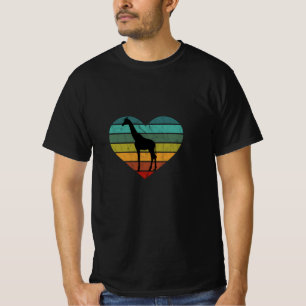 Ich liebe Giraffen Retro Herz T-Shirt