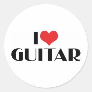 Ich liebe Gitarre Runder Aufkleber
