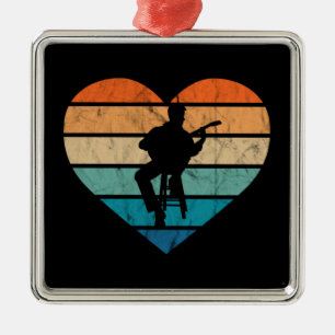 Ich Liebe Gitarrist mit akustischer Gitarre Ornament Aus Metall