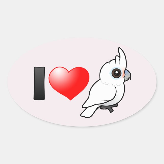 Ich Liebe Goffin's Cockatoos Ovaler Aufkleber (Vorderseite)