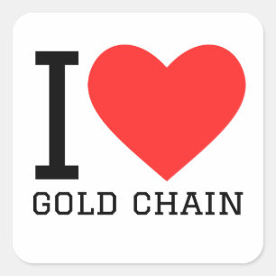 Ich liebe Goldkette Quadratischer Aufkleber