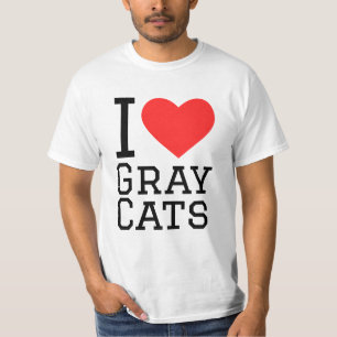 Ich Liebe graue Katzen T-Shirt