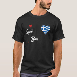 Ich Liebe Griechenland mit griechischer Flagge im  T-Shirt
