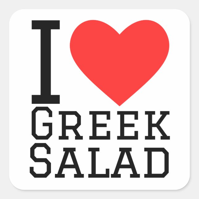 Ich Liebe griechischer Salat Quadratischer Aufkleber (Vorderseite)