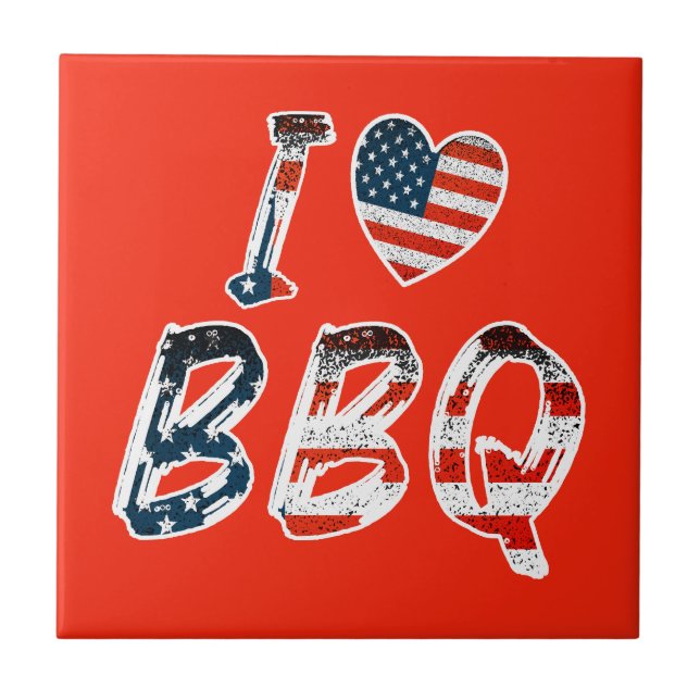 Ich Liebe Grillen, amerikanisches Patriotismus Fliese (Vorderseite)