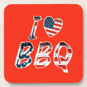 Ich Liebe Grillen, amerikanisches Patriotismus Getränkeuntersetzer