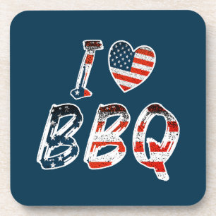 Ich Liebe Grillen, amerikanisches Patriotismus Getränkeuntersetzer