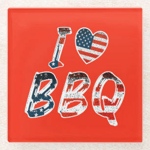 Ich Liebe Grillen, amerikanisches Patriotismus Glasuntersetzer