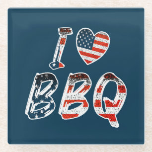Ich Liebe Grillen, amerikanisches Patriotismus Glasuntersetzer