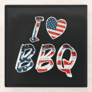 Ich Liebe Grillen, amerikanisches Patriotismus Glasuntersetzer