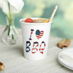 Ich Liebe GRILLEN, amerikanisches Patriotismus Pappbecher
