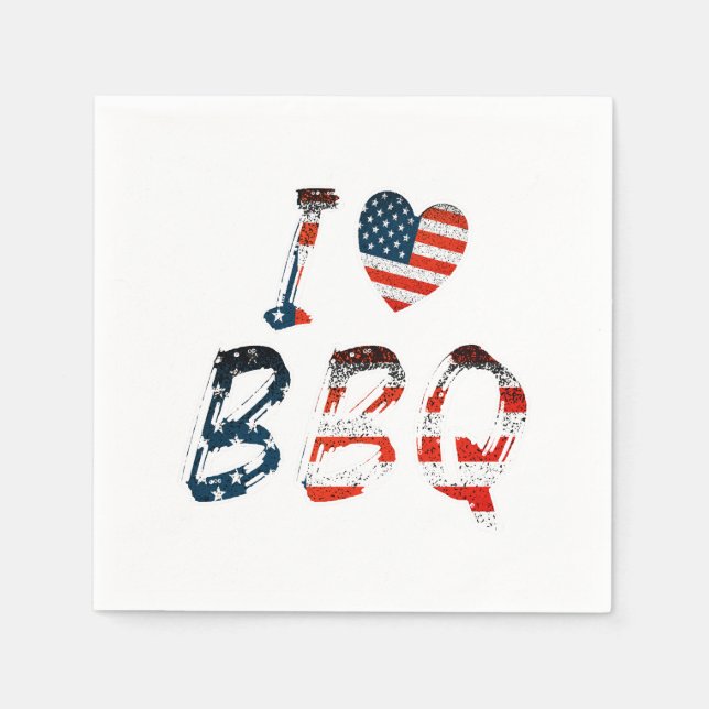 Ich Liebe Grillen, amerikanisches Patriotismus Serviette (Vorderseite)