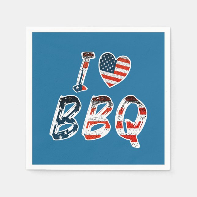Ich Liebe Grillen, amerikanisches Patriotismus Serviette (Vorderseite)