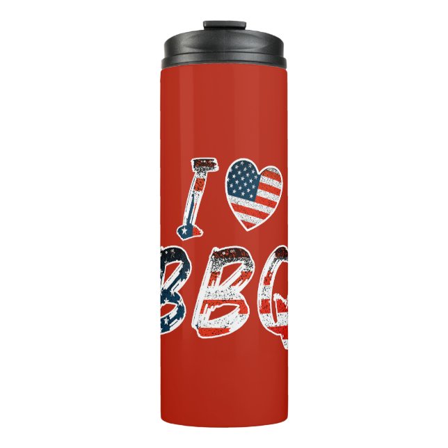Ich Liebe GRILLEN, amerikanisches Patriotismus Thermosbecher (Vorderseite)
