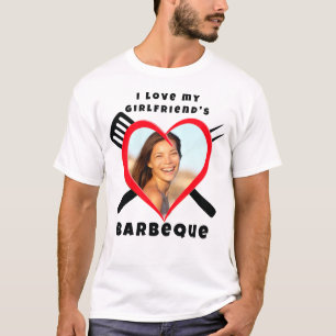 Ich Liebe GRILLEN meiner Freundin Herz Foto Name T-Shirt