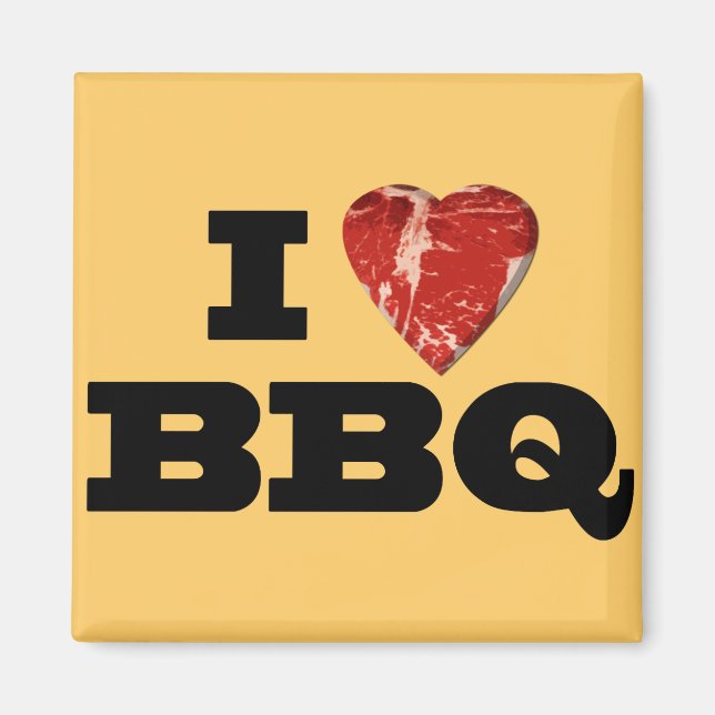 Ich liebe GRILLEN, Steak Heart Shape Funny Grillin Magnet (Vorne)