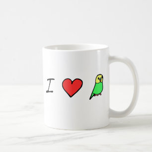 Ich liebe (grüne) Wellensittich-Tasse Kaffeetasse