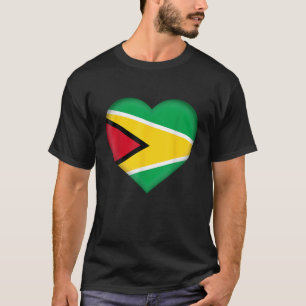 Ich liebe Guyana Guyanische Flagge Herz Outfit T-Shirt