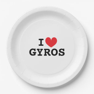 Ich liebe Gyros-Papierpartyplatten Pappteller