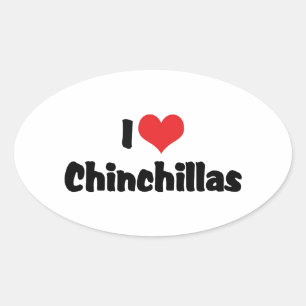 Ich liebe Heart Chinchillas Ovaler Aufkleber