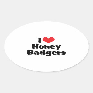 Ich liebe Heart Honey Badgers Ovaler Aufkleber