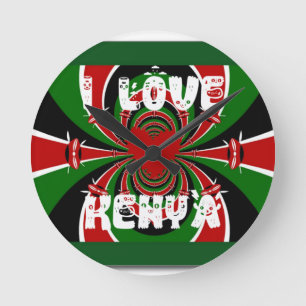 Ich liebe Heart Kenia: Dynamische Flaggenkunst Runde Wanduhr