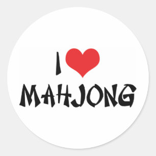 Ich liebe Heart Mahjong - Mah Jong Liebhaber Runder Aufkleber