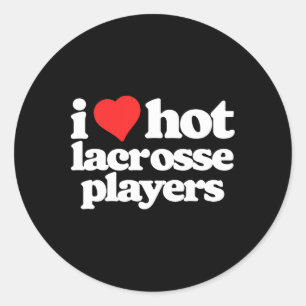 Ich liebe heiße Lacrosse Lax Spieler lustige 80er Runder Aufkleber