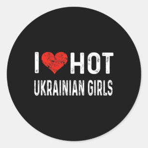 Ich liebe heiße ukrainische Mädchen - Ukraine Hear Runder Aufkleber