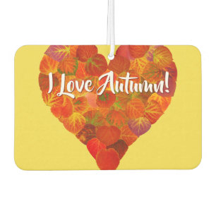 Ich Liebe Herbst!—Red Aspen Leaf Herz 1 Autolufterfrischer