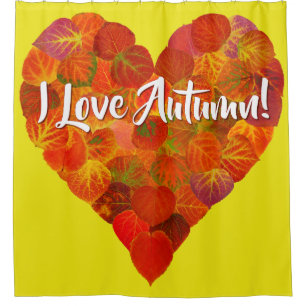 Ich Liebe Herbst!—Red Aspen Leaf Herz 1 Duschvorhang
