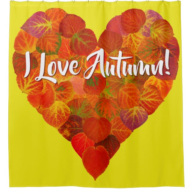 Ich Liebe Herbst!—Red Aspen Leaf Herz 1 Duschvorhang (Vorderseite)