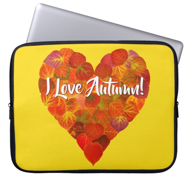 Ich Liebe Herbst!—Red Aspen Leaf Herz 1 Laptopschutzhülle (Vorderseite)