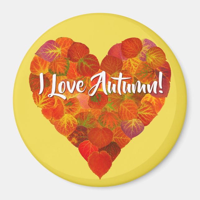 Ich Liebe Herbst!—Red Aspen Leaf Herz 1 Magnet (Vorne)