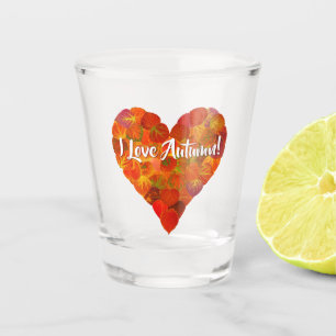 Ich Liebe Herbst!—Red Aspen Leaf Herz 1 Schnapsglas