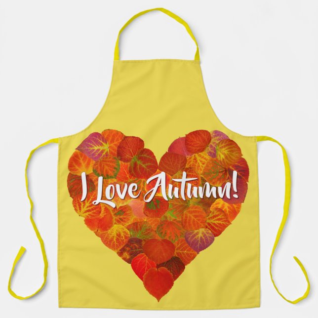 Ich Liebe Herbst!—Red Aspen Leaf Herz 1 Schürze (Vorderseite)