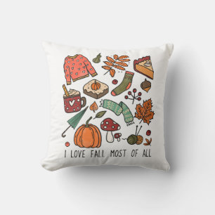 Ich liebe Herbstlaub Kürbisse Eicheln Beeren Kissen