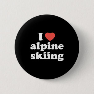Ich liebe Herz-Alpin-Skiing Button