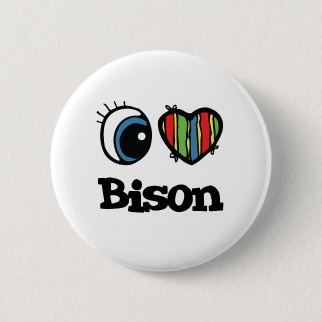 Ich liebe (Herz) Bisons Button (Vorderseite)